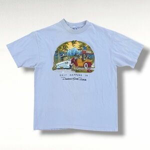 Vintage 80s Sh*t Happens In South Dakota T-Shirt Gray Size XL Hanes Beefy Funny